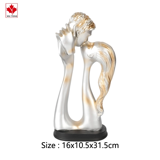 Resin Sculpture Home Desktop Decoration, Couples Embrace and Kiss The Statue