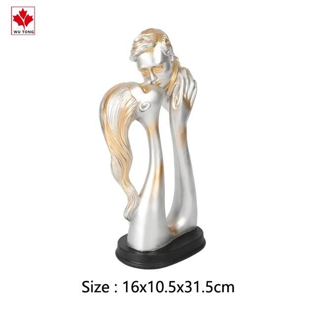 Resin Sculpture Home Desktop Decoration, Couples Embrace and Kiss The Statue