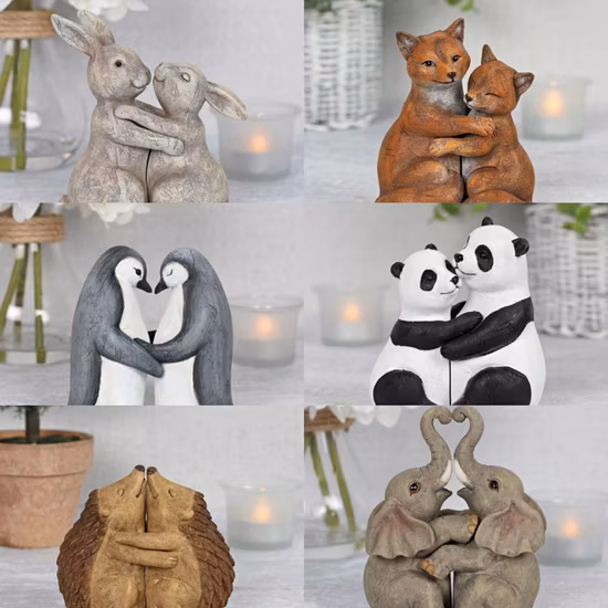 Garden Lanscape Animal Couple Embracing Statue