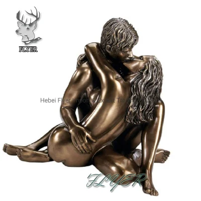 Heißer Verkauf lebensgroße Dekoration Skulptur Bronze nackte Paare Skulptur Statue nackte Liebhaber küssen Statue