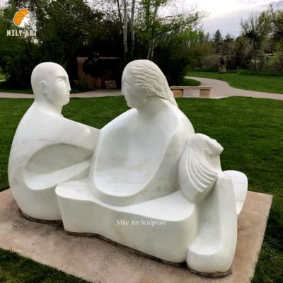 Outdoor-Garten-Naturstein-weiße abstrakte Marmor-Paarstatue