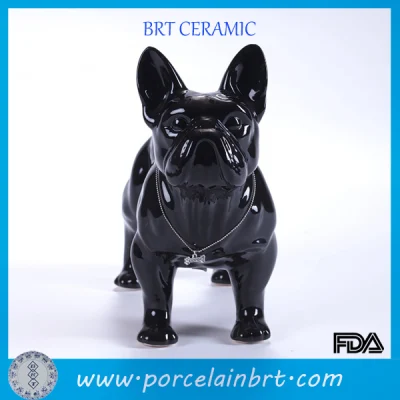 Beste Freundin, schwarzes Kunstharz, französische Bulldoggen-Figuren, handgefertigte Polyresin-Tierstatue