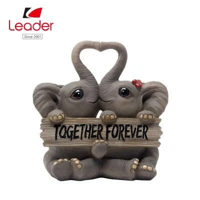 Liebevolle Elefantenpaar-Figur, dekorative Statuen