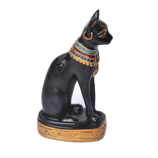 Heimbüro-Ornamente, Kunstharz-Kätzchen, das sich ausstreckt, schwarze Katze, Tierstatue, Polyresin-Skulptur